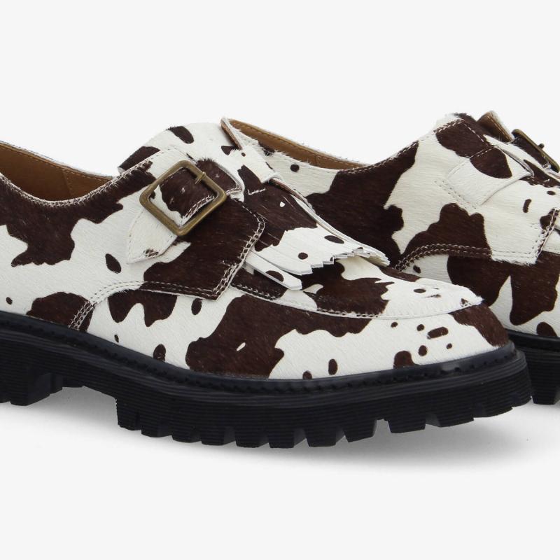 MYSEN PLT BUCKLE M - PONY COW - BLANC/MARRON